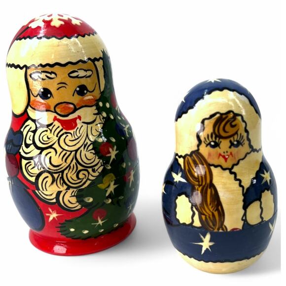Artisan Other - Russian Matryoshka Nesting Dolls 2 Piece Santa Claus Christmas Holiday Toy Decor